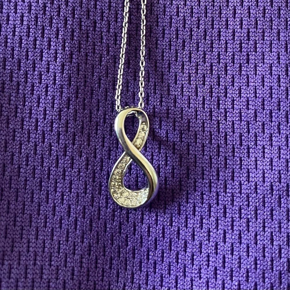 Sterling Silver Infinity Pendant w/CZ Accents